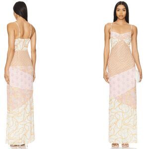 Majorelle Carrie Maxi Dress Gold Multi Patch‎ Chain Floral Medallion Size XS